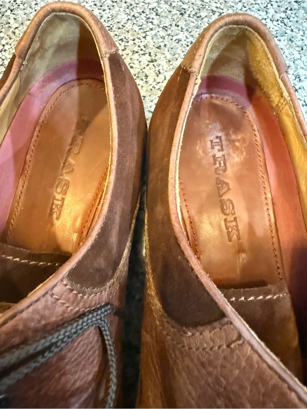 TRASK Bison Brown Leather and Suede Oxford Saddle Shoes Men’s 12 *RARE PLS READ*